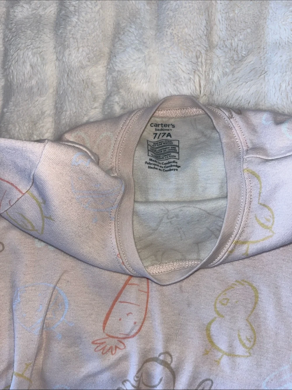 Kids Bunny Print Pajama Set - Soft Pastel Pink & Cream